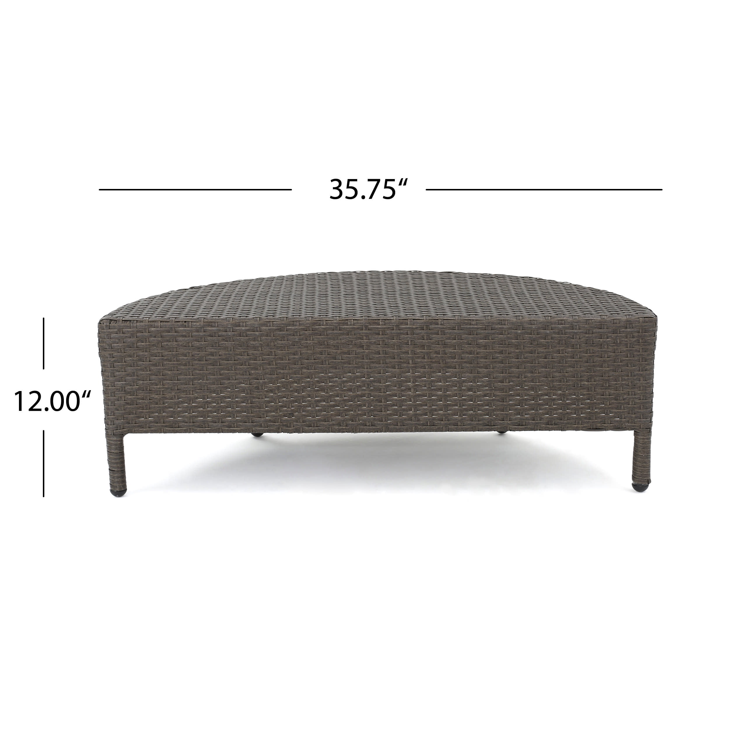 Adelina Wicker Outdoor Half-Round Coffee Table, Brown