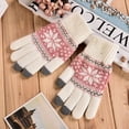 thumbnail image 2 of CMrtew Snowflake Winter Gloves for Women Men Touch Screen Warm Knit Glove Snow Flower Winter Glove for Cold Weather Ski Riding, 2 of 2