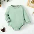thumbnail image 2 of NZRVAWS 3 Months Baby Girls Long Sleeve Romper Solid Color 6 Months Girls Round Neck Bodysuit Newborn Girls One-piece Romper Green, 2 of 7