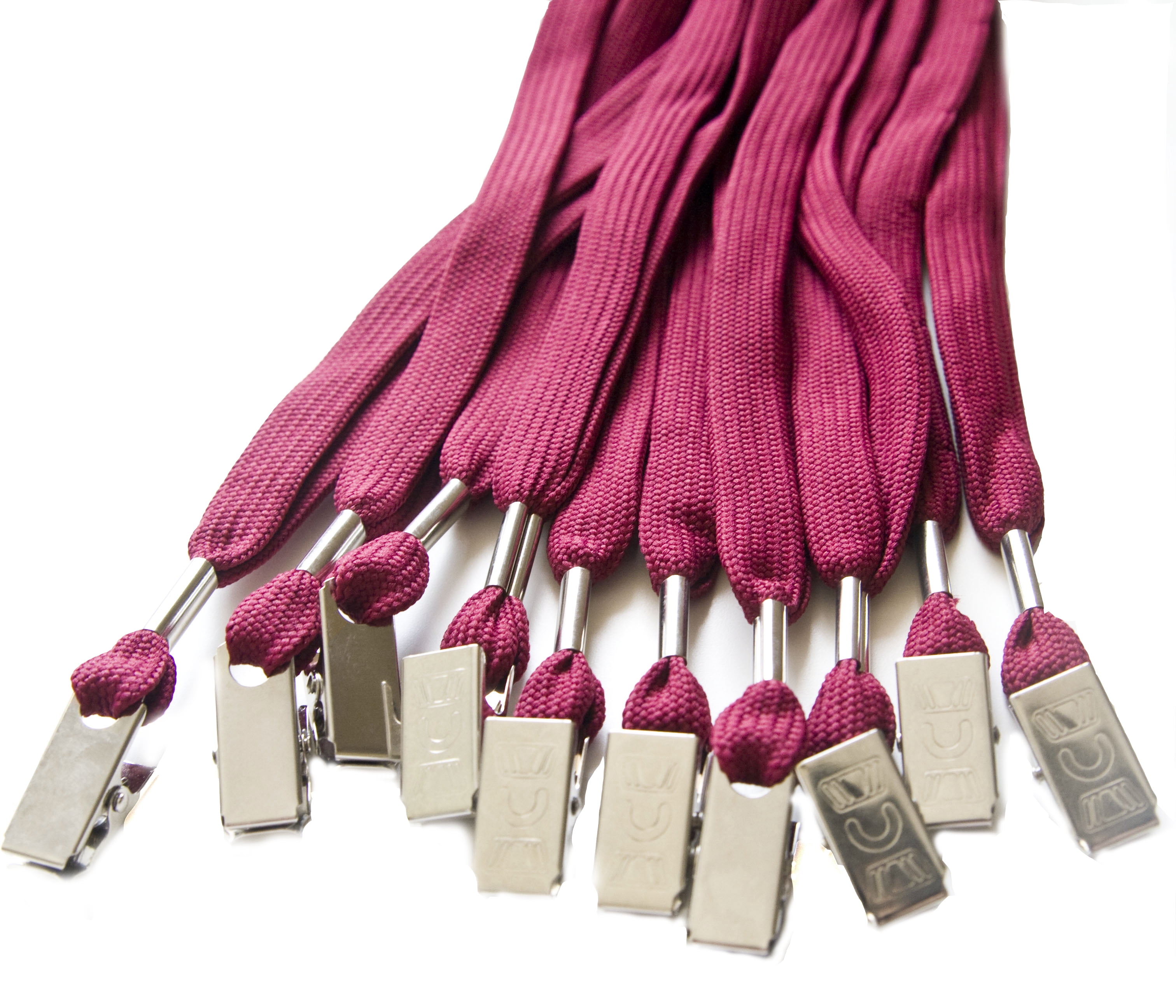 100pcs Flat ID Neck Lanyards for Badges with Bulldog Clip, Maroon by OnDepot
