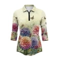 thumbnail image 2 of Uorisanigo Butterfly Flower Women's 3/4 Sleeve Golf Top Comfortable Stylish Women's Dry-Fit Golf Polo Shirts Fashion Zipper Neck Pullover Casual Versatile Workout Tops Daily Wear, 2 of 7