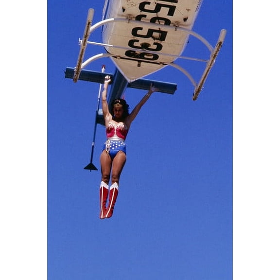 Lynda Carter in Wonder Woman jumping from helicopter in costume 24x36 Poster