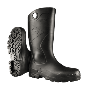 Dunlop Chesapeake Men's Waterproof Boots - Lightweight, Slip-Resistant, All-Day Comfort, Black, Size 4 US