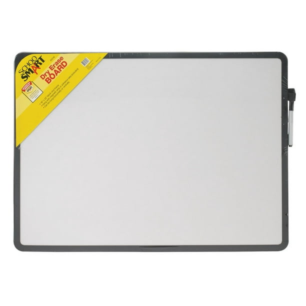 School Smart Dry Erase Board with Black Marker, 16 x 22 Inches, Black