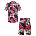 thumbnail image 2 of SSLR Men Hawaiian Shirt + Shorts Suits Casual Short Sleeve Button Down Beach Shirt Sets, 2 of 7