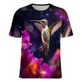 thumbnail image 5 of Flower Hummingbird Women's Short Sleeve Tops Casual Blouses T Shirt, 5 of 6