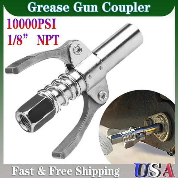 Grease Gun Coupler Heavy-Duty Quick Lock Release Double Handle 10000PSI Nozzles