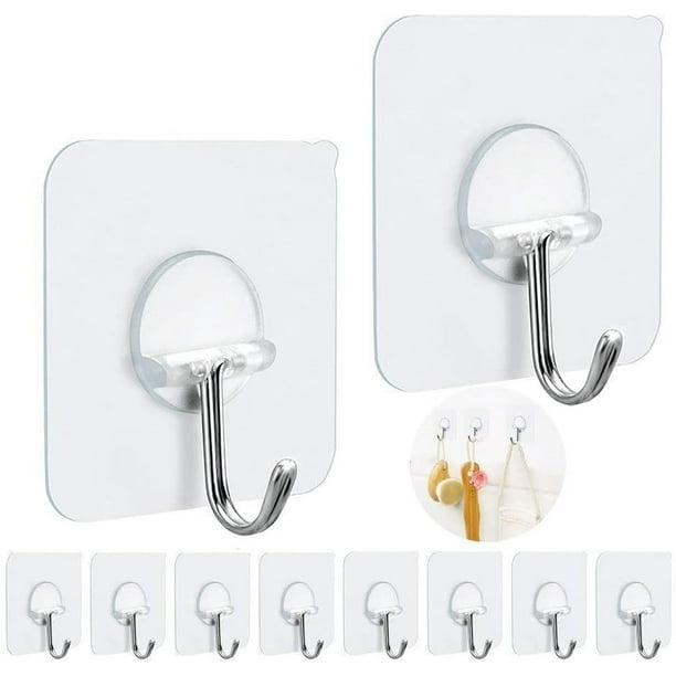 Adhesive Hooks Heavy Duty Sticky Hooks for Hanging Wall Hangers Without  Nails 15 pounds (Max) 180 Degree Rotating Seamless Adhesive Hooks Bathroom  Kitchen Office-10 Packs 