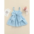 thumbnail image 3 of Baby Girls Sleeveless Dress Front Bowknot Stripe Sling Summer Romper Princess Casual Jumpsuit, 3 of 10