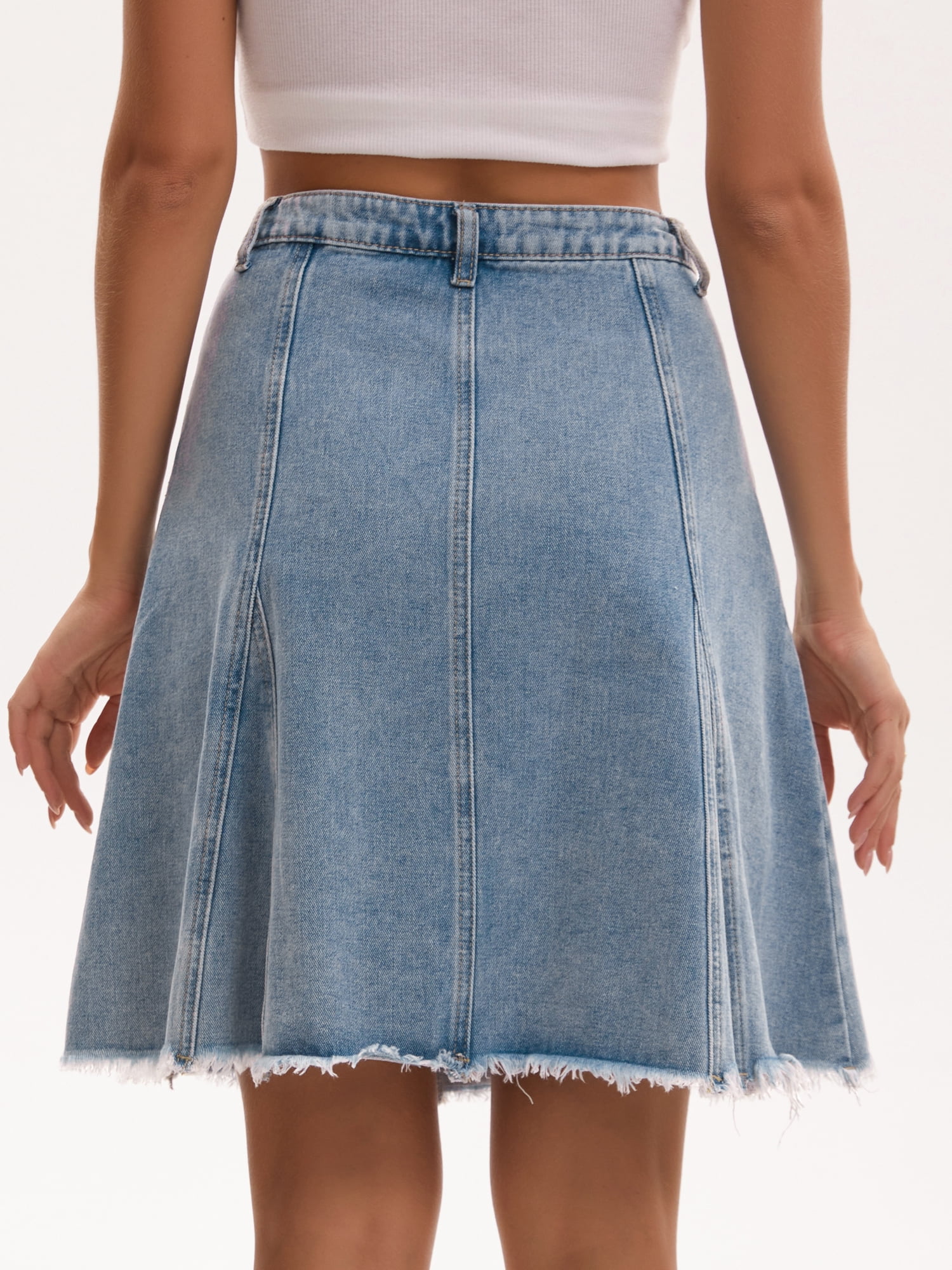 DARING DIVA Women's Denim A Line Flared Raw Hem Jean Skirts XX-Large Light Gary Blue