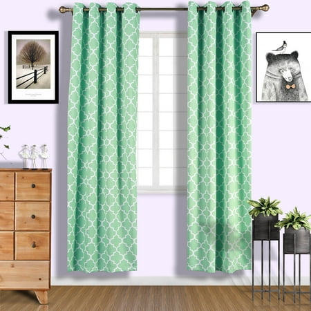 Efavormart 2 Panels Lattice Print Window Blackout Drapery Thermal