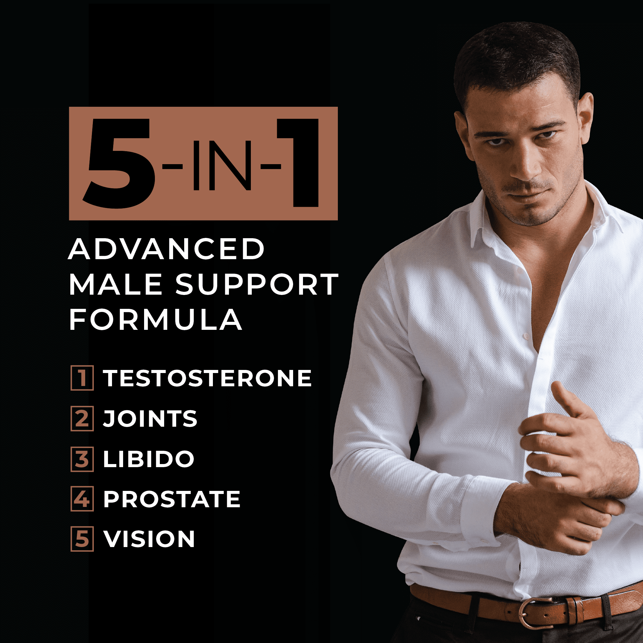 Metis Nutrition JXT5 Testosterone Booster and Joint Health - 5-in-1 Men's Health Supplement to Libido, Prostate, and Vision - Test Boost, Joint Support, and Improve Energy (90 Capsules)