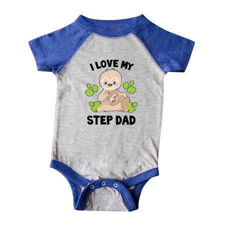 

Inktastic Cute Sloth I Love My Step Dad with Green Leaves Gift Baby Boy or Baby Girl Bodysuit