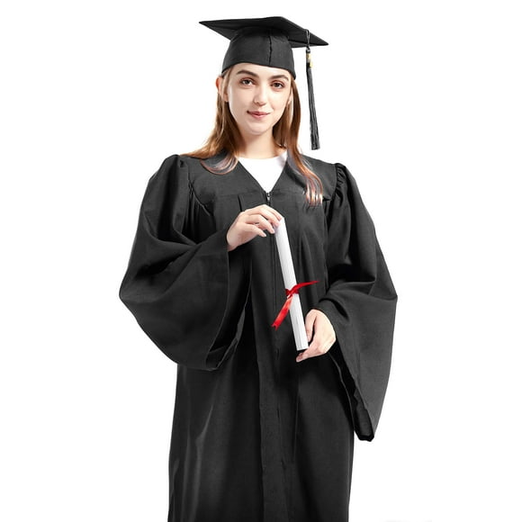Graduation Cap Gown 2024 Year Charm for College High School Graduates 45" (Fit 5'0"~5'2") Black