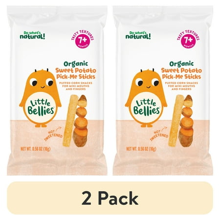 (2 pack) Little Bellies Organic Sweet Potato Pick-Me Sticks, Baby & Toddler Puff Snack, Age 7 Months, 0.56 oz
