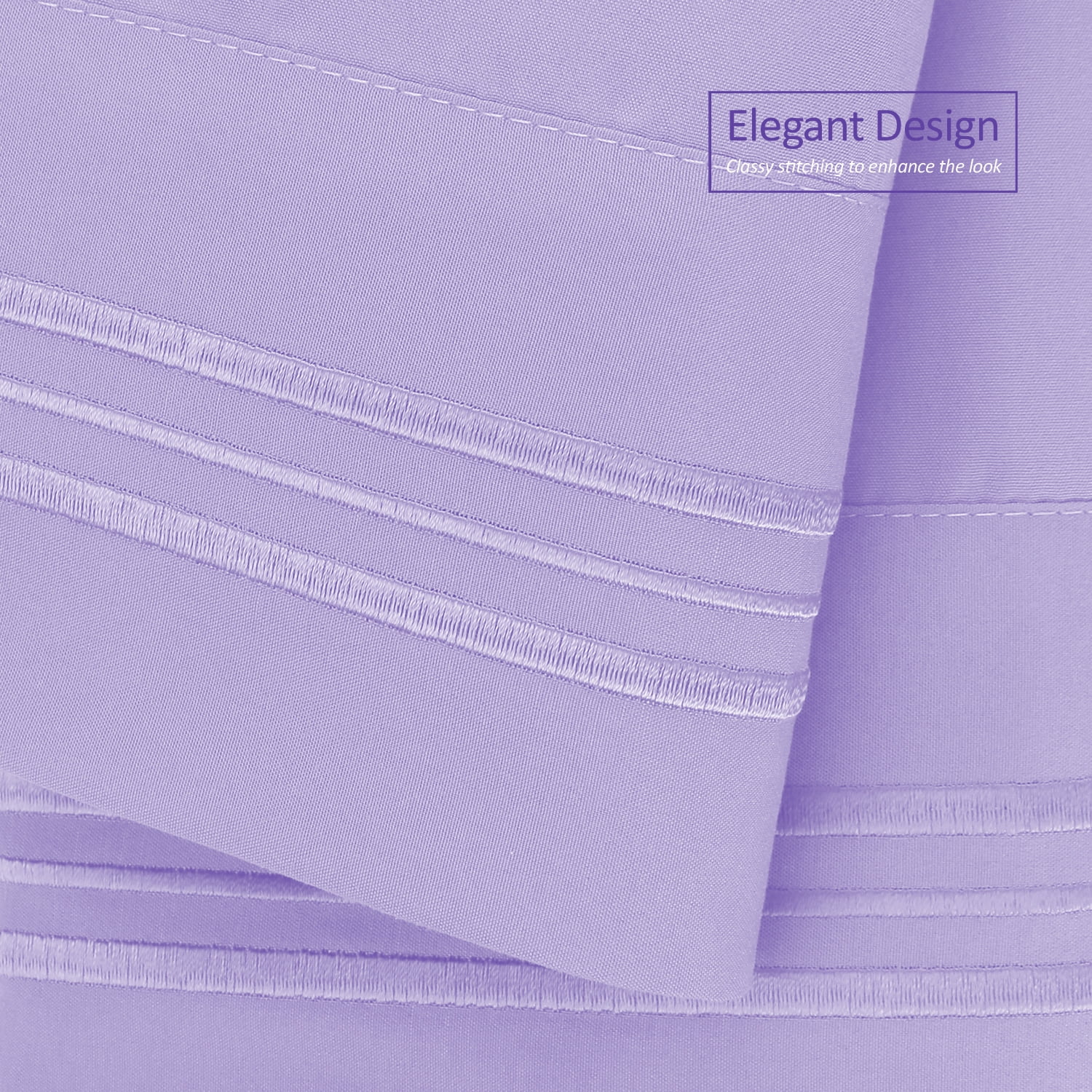 Clara Clark Pillow Cases Premier 1800 Microfiber Collection Pillow Case Set Of 2 Pieces, Standard Size, Lavender