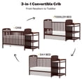 thumbnail image 5 of Conchico 3-In-1 Convertible Crib and Detachable Changer, New Zealand Pinewood Baby Crib, Toddler Daybed Bed with 3 Heights, Non-Toxic Finish, Easy to Assemble, Espresso, 5 of 9