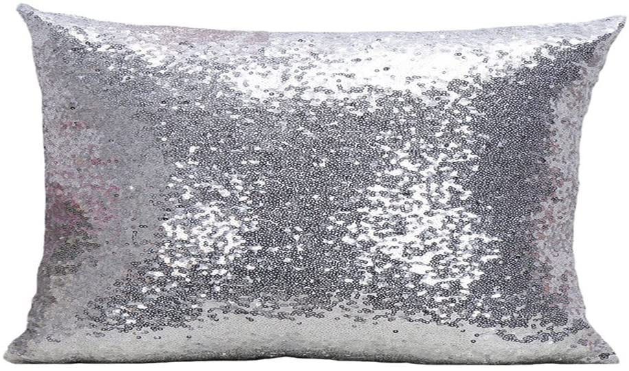 LivebyCare Multi-Size Glitter Sequin Throw Pillow Cover Sham Case Cushion Covers Pattern Zipper Pillowslip Pillowcase for Drawing Room Sofa Couch Chair Back Seat 