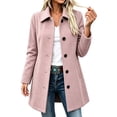 thumbnail image 5 of Women's Classic Wool Coat Lapel Collar Button Front Long Sleeve Mid Length Fall Winter Outerwear, 5 of 8
