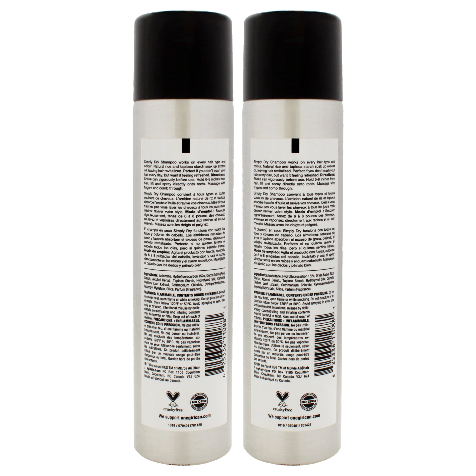 AG Hair Cosmetics Simply Dry Shampoo - Pack of 2 , 4.2 oz Dry Shampoo