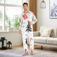 thumbnail image 4 of Christmas Doodle Adult Onesie Pajamas Slim Fit Christmas One Piece Suit Pjs for Women and Men Hooded Zipper, 4 of 7
