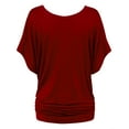 thumbnail image 2 of Made by Johnny Women's Boat Neck Short Sleeve Dolman Drape Top L WINE, 2 of 6