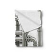 thumbnail image 2 of Industrial Soft Flannel Fleece Throw Blanket, Maze of Pipelines Faucets and Valve Gasoline Engineering Themed Print, Cozy Plush for Indoor and Outdoor Use, 60" x 80", Grey White, by Ambesonne, 2 of 5