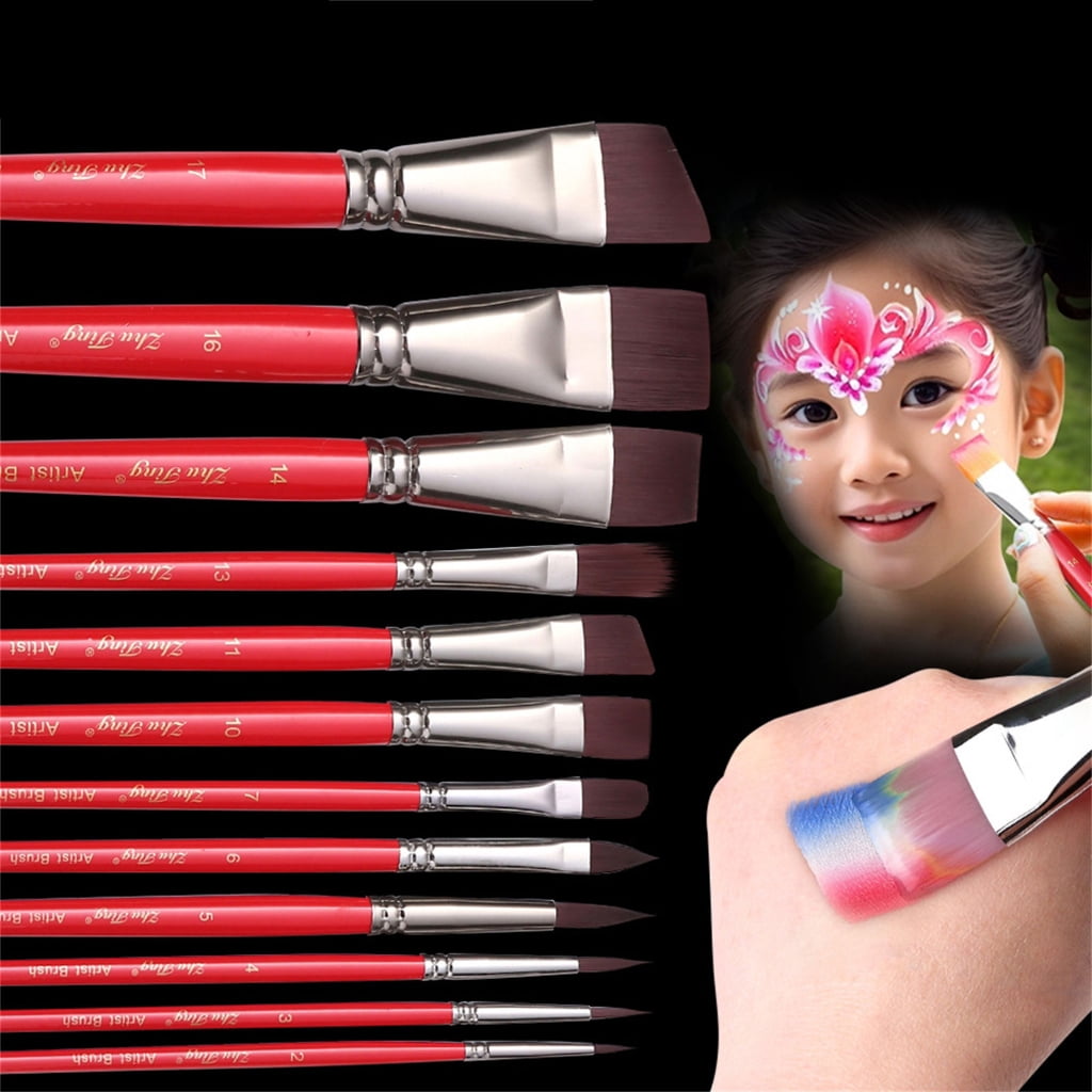 12 Pcs/Set Nylon Hair Painting Brush Face Paint Brush Human Body Paint Brush