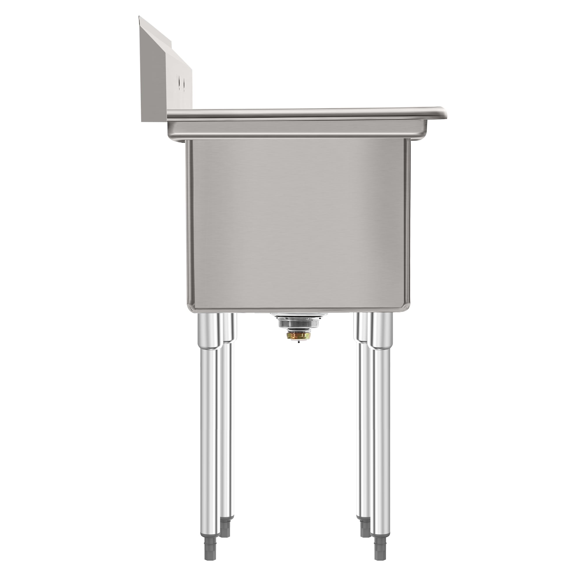 57 in. 18-Gauge 2-Compartment Commercial Sink with Backsplash and 18 in. Right Drainboard, Bowl Dimensions 18"x18"x14" in Stainless-Steel (KM-SB181814-18R3)