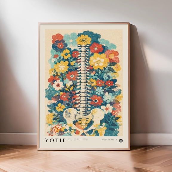 Spina in Bloom Spine Anatomy Wall Art Medical Wall Art Chiropractic Poster Med School Grad Orthopedic Artwork Clinic Decor