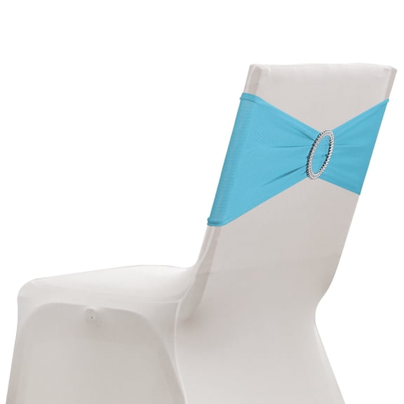 Uxcell 10 Paquete Fundas para Sillas, Banda de Cubierta de Silla Elástica con Hebilla Deslizante, Lazos de Poliéster para Decoraciones de Fiesta de Boda, Azul Lago