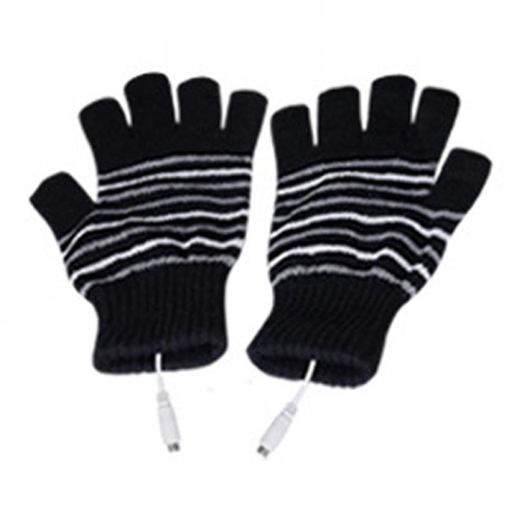 USB Heated Gloves Warm Winter Thermal Hand Warmer Electric Heating Knitting 