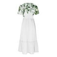 thumbnail image 4 of LOVZFMLL Women's Fashionable Short Sleeve Round-Neck Loose Flowers Printed Color Long Dress Multicolor L, 4 of 5