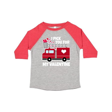 

Inktastic I Pick You for My Valentine with Red Firetruck Gift Toddler Boy or Toddler Girl T-Shirt