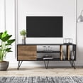 thumbnail image 5 of Mistico Modern Metal Wood TV Stand for TVs up to 63", Black & Walnut Veneer, 5 of 6