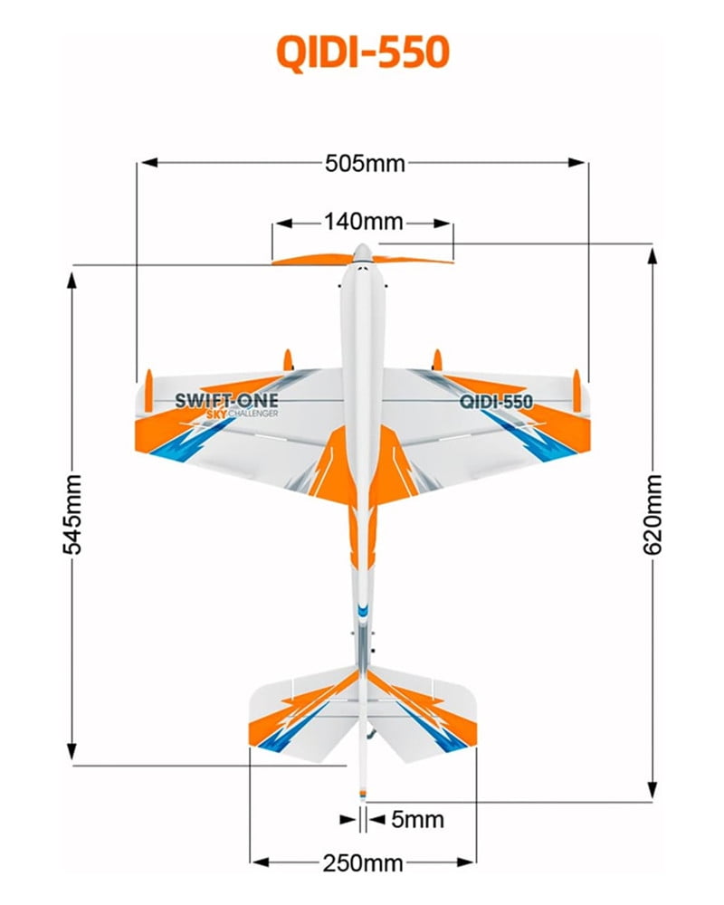 QIDI-550 RC Airplane One-Key Hanging Stunt Fixed Wing with Wind Resistant Flight Ready to Fly Orange