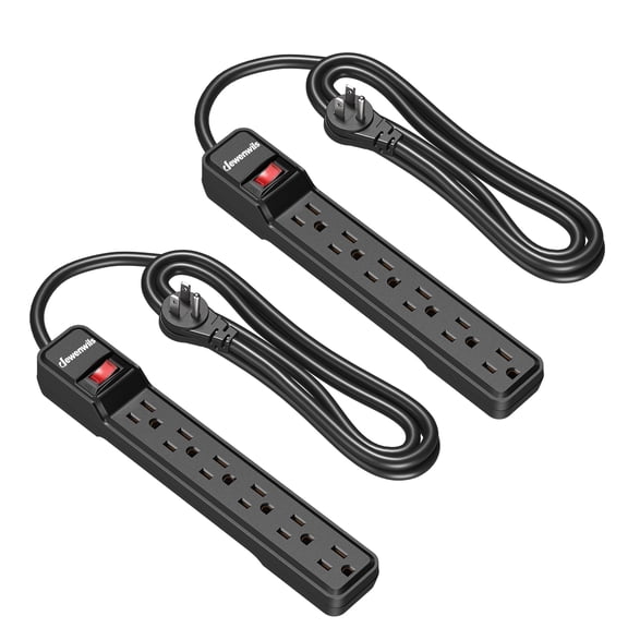 DEWENWILS 2-Pack Power Strip Surge Protector,  6-Outlet Power Strip with 6ft Long Extension Cord, New