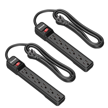 DEWENWILS 2-Pack Power Strip Surge Protector, 6-Outlet Power Strip with 6ft Long Extension Cord, New