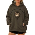 thumbnail image 2 of CCRFTGI Cat Pouch Hoodie For Women Kangaroo Pocket Dog Pouch Sweatshirts Pet Carrier Animal Holder Long Sleeve Pullover Tops Army Green XXXL, 2 of 5
