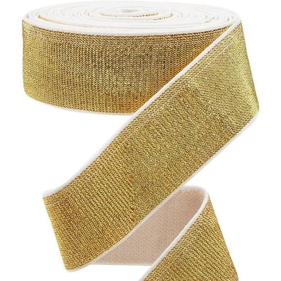 Polyester Flat Elastic Band Garment Sewing Accessories Gold 40mm about 6.56 Yards(6m)/Roll