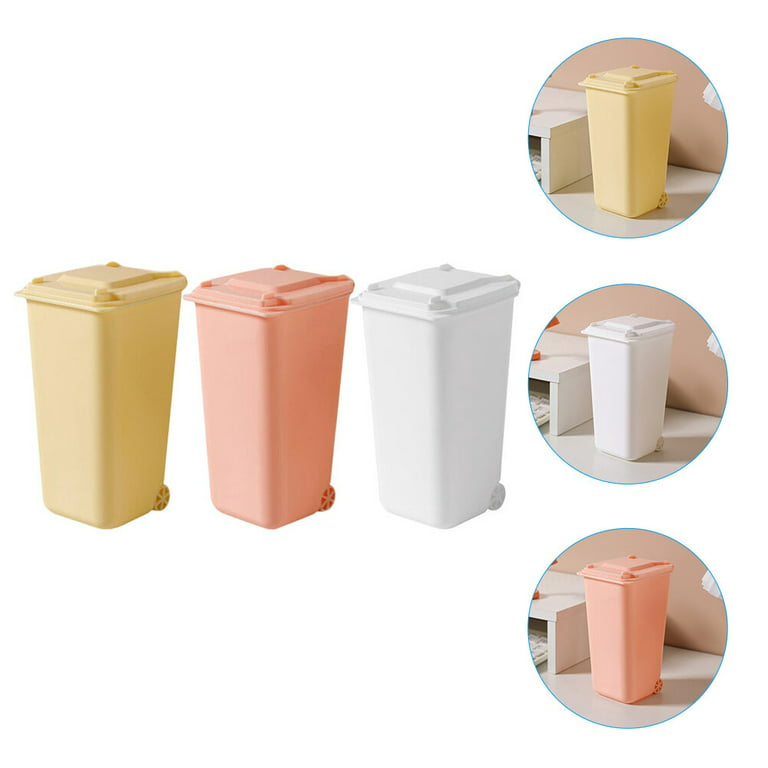 2pcs Mini Plastic Storage Buckets Desk Trash Bin, Multi-functional