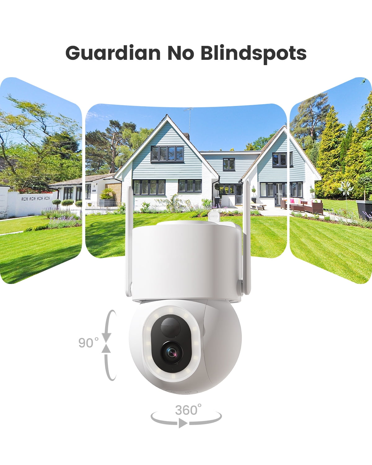3K 5MP Outdoor Security Cameras - AI Motion Detection ＆ Siren, 360° View PTZ, IP66, Auto Tracking, 2-Way Talk, Color Night Vis　並行輸入