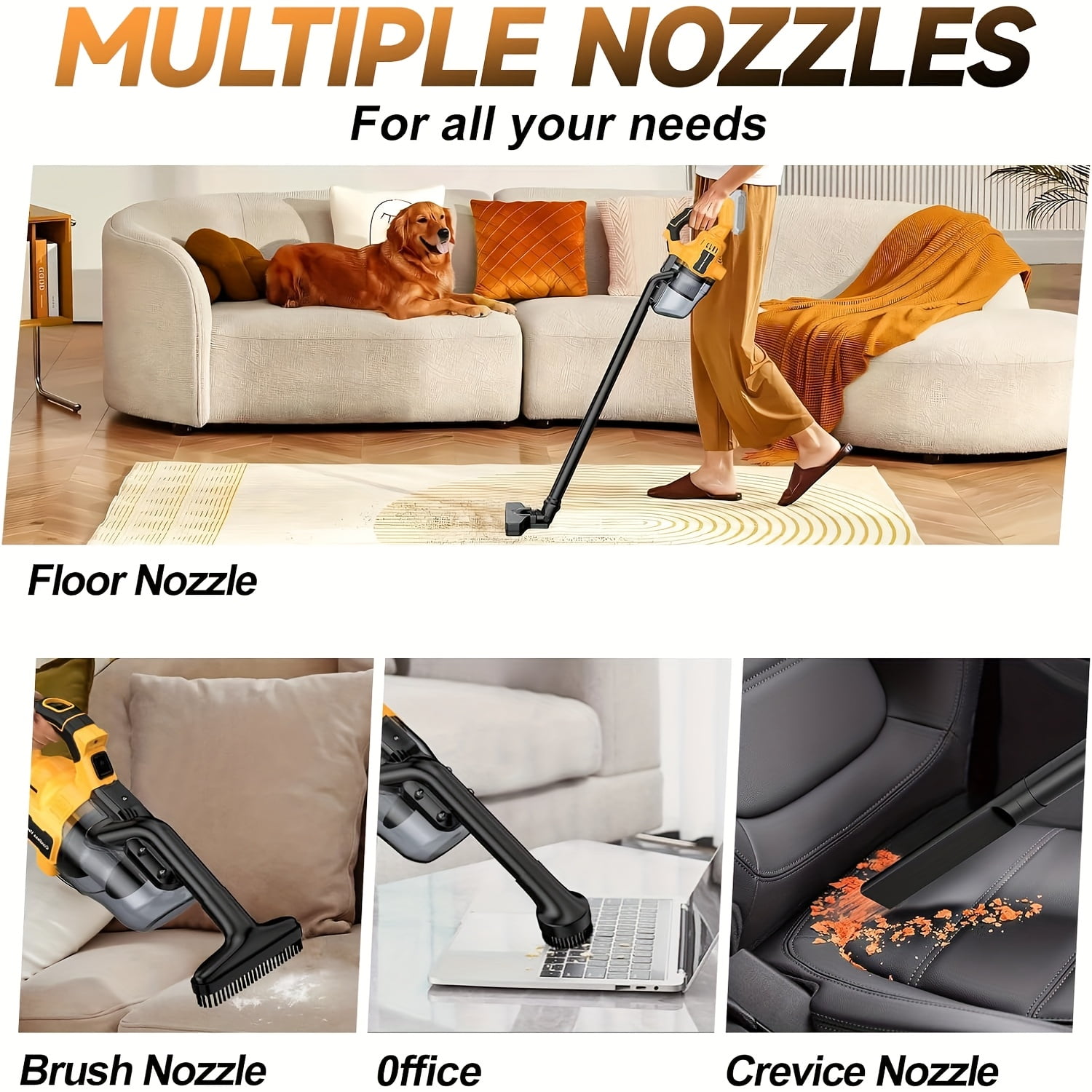 Cordless Vacuum for Dewalt 20V Battery, Portable Handheld Vacuum Cleaner with 2 HEPA Filter, Power Shop Vacuum for Home, Car, Floor, Carpet (Battery Not Included)