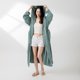 thumbnail image 3 of Puntoco Pijamas para mujer, bata de baño brillante de color liso para mujer, conjunto de pijama de cárdigan de satén largo y primaveral para mujer, 3 of 3