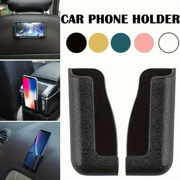 Black Universal Wall & Car Phone Holder – Self-Adhesive Mobile Stand for iPhone & Android, Back Seat Mount, Desk & Home Use