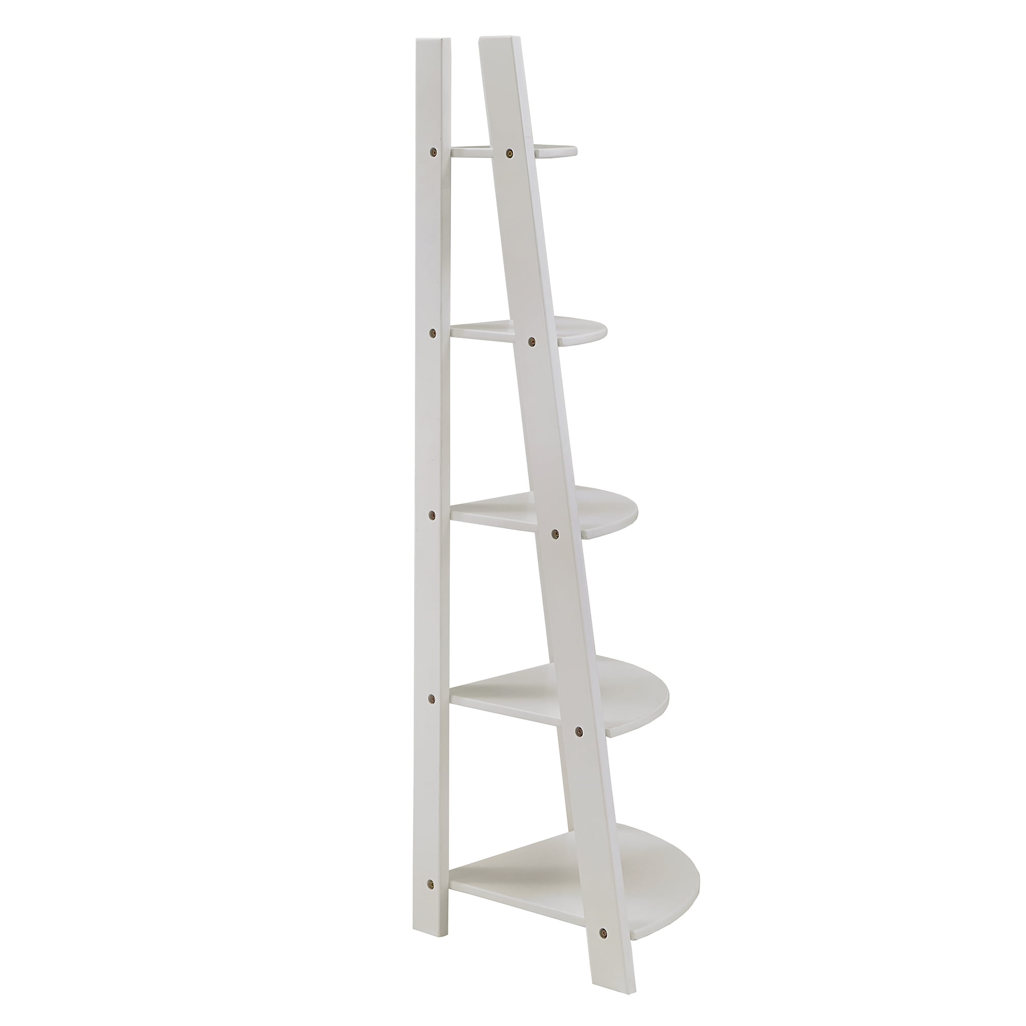 Weston Home Solvig Corner Ladder 5 Shelf Bookcase, White