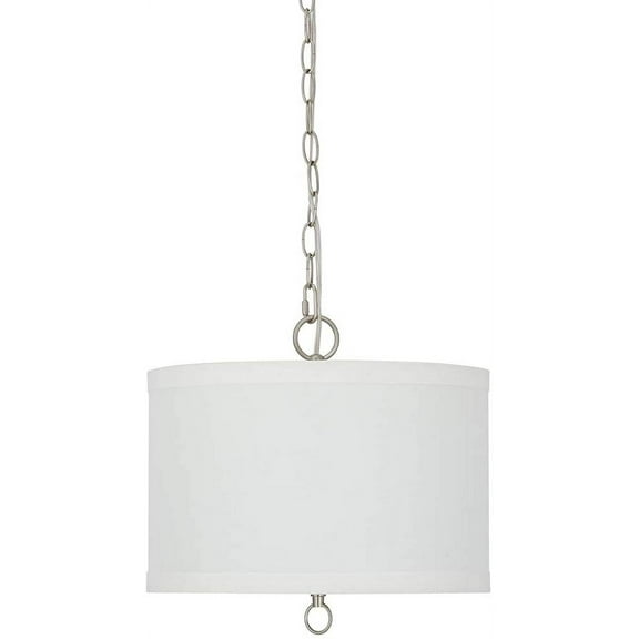 Catalina Lighting 14"W 1 Light Pendant Brushed Nickel Finish with White Linen Shade