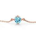 thumbnail image 3 of Gem Stone King 18K Rose Gold Plated Silver Blue Apatite Solitaire Bracelet for Women (0.82 Cttw, Round Cut 6MM), 3 of 4