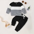 thumbnail image 2 of TOWED22 Toddler Baby Boy Clothes Cute Fall Winter Outfit 6 12 18 24M 3T 4T 5T 6T Letter Long Sleeve Sweatshirts and Jogger Pants Set Size:18-24 M,Color:Black, 2 of 4