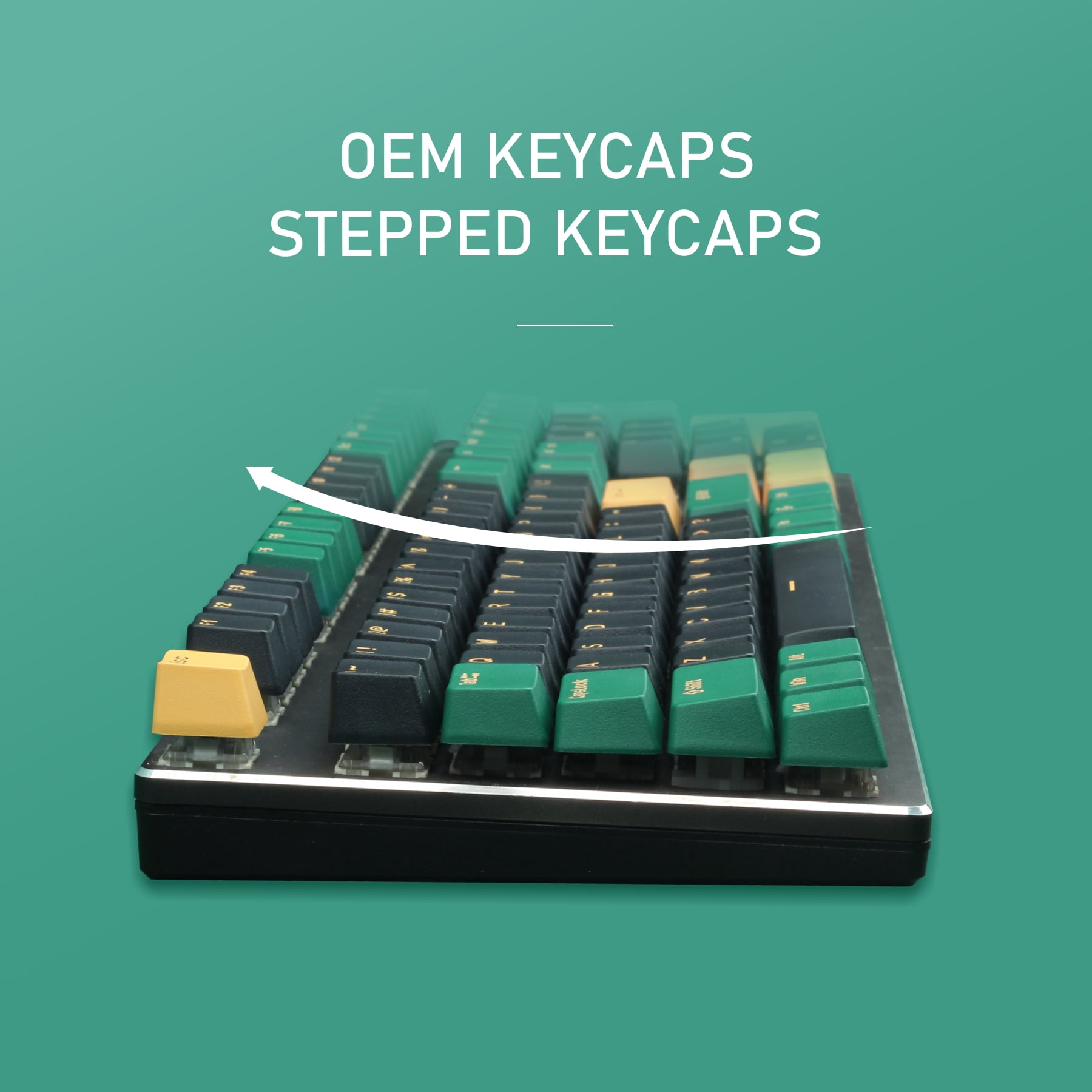 PBT Keycaps Set Custom OEM Profile,Cherry MX Keyset for US and UK Layouts 108/104/98/87/68/61 MX Switches Mechanical Keyboard,Mars Green